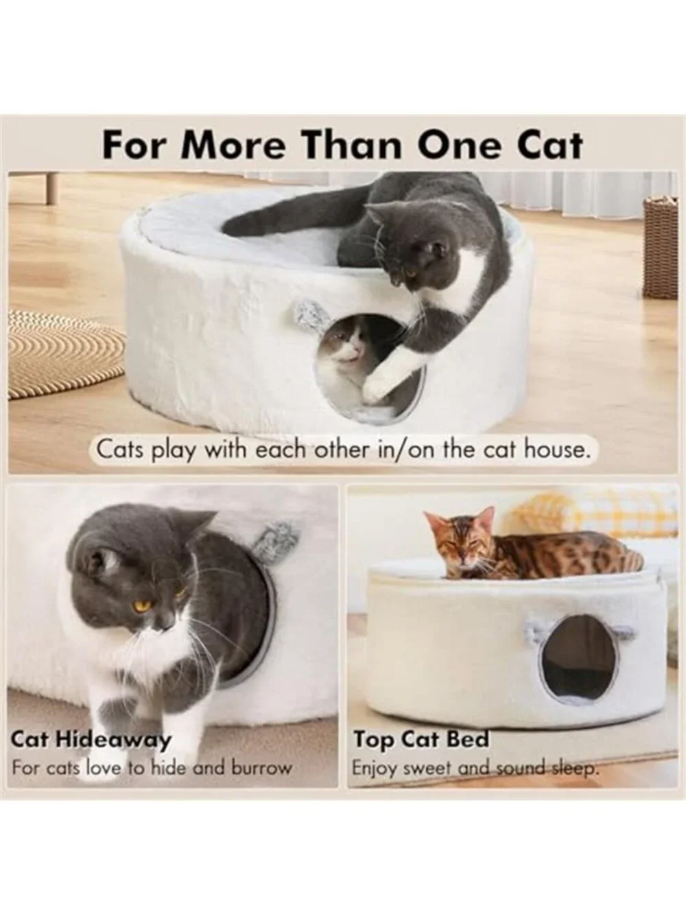 Cat Cave Bed Enclosed Pet Bed Cat Condo Hideaway Plush Washable